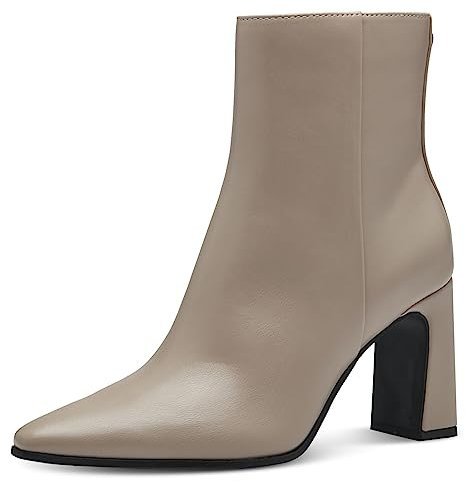 MARCO TOZZI Damen Stiefeletten Spitz mit Absatz aus Kunstleder, Grau (Taupe), 40