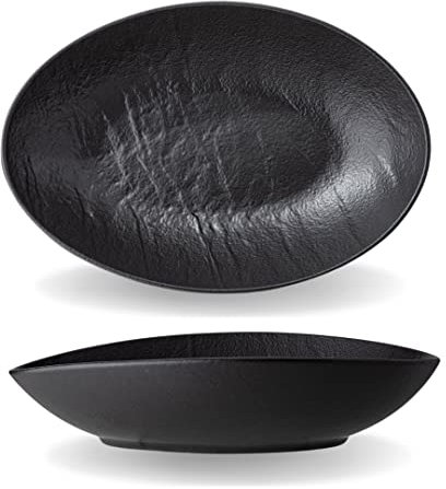 Wilmax - Bol - Noir - Porcelaine - Pour une variété de plats - Va au four - Passe au lave-vaisselle - Imitation pierre naturelle - Résistant - Émaillé à la main - Idéal en set