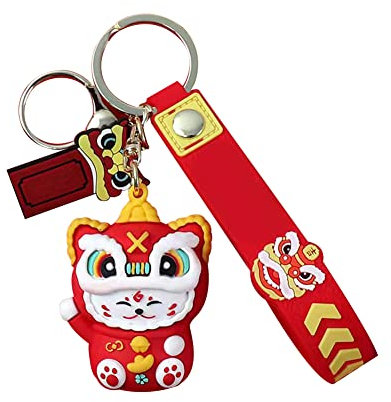 Aublinto Pendentif Dessin Animé Chat,Porte-Clés Chat Porte-Bonheur Porte Clef Personnalisé Porte-Clés Faisant Signe à Chat Charmes Porte-CléS Chat Porte-Bonheur pour La Danse du Lion