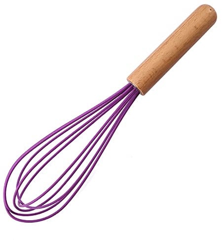 10 Inch Egg Beater Wooden Handle Whisking Silicone Manual Egg Mixer Milk Tool for Cooking Baking -#3