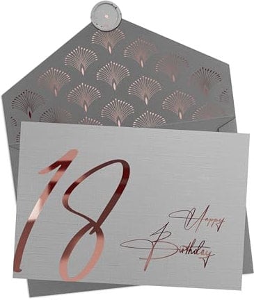 Joli Coon 18 Happy Birthday Klappkarte mit Kuvert und Wachs-Siegel - Geburtstagskarte 18