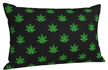 Kissen-Hülle Neon Cannabis-Blatt Leuchtende Symbole Schwarz Zierkissenhülle Quadrat Zierkissen Retro Throw Kissenbezüge 40X60cm Für Cafe, Sofa, Frühling
