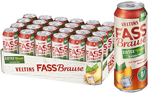 VELTINS Fassbrause Eistee-Pfirsich Alkoholfrei, EINWEG (24 x 0.5 l Dose)