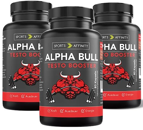 Sports Affinity® Alpha Bull – Hochdosierte L-Arginin-Kapseln mit Zink und Pinienrindenextrakt – Vegan & Fermentiert – 240 Kapseln, 3er Pack