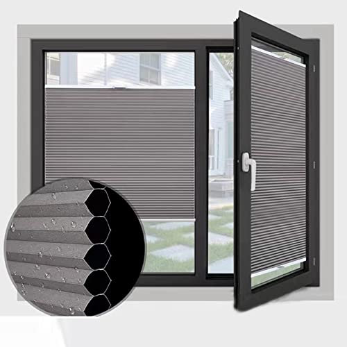 Thermo Wabenplissee,100% Verdunklung Doppelplissee,Sonnen-, Sicht- & Schallschutz Plissee Faltrollo,Jalousie Plisseerollo für Fenster & Tür,Schlafzimmer,Büro,Anpassbar (WxH: 60x110cm)