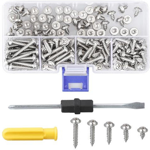 DesertBoy 191 Stück M4 Kreuzschlitz Holzschrauben mit Unterlegscheiben und schraubendreher 2 in 1,Flachkopfschrauben holz für Möbel, Elektrogeräte (M4*8mm/12mm/16mm/20mm/25mm)