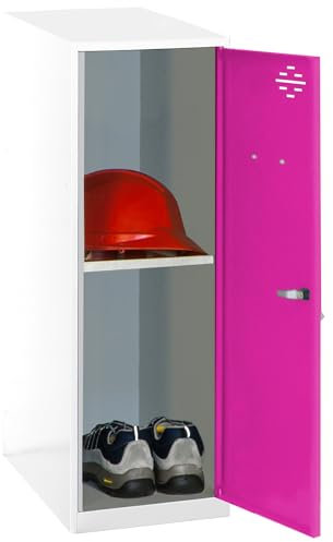 Simon Rack Casier Vestiaire Metallique Petit, 915x300x500 mm, Armoire Metallique Petit, Comprend la Clé, Blanc/Rosé - Simonlocker