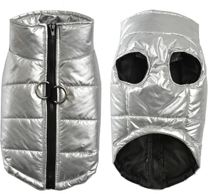 Kleidung für kleine Hunde, wasserdicht, für Herbst und Winter, warmer Hundemantel, Kleidung für Hunde, Chihuahua, Französische Bulldogge (Farbe: Silber, Größe: XXXL)