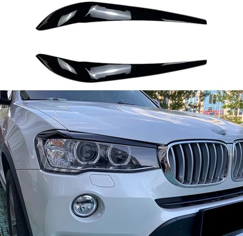 FINMOKAL Front Scheinwerfer Augenbraue Augenlid Abdeckung Glanz Schwarz Für BMW X3 F25 X4 F26 2014-2017