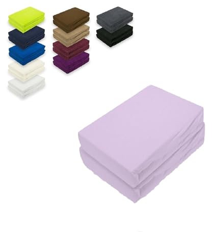 EXKLUSIV HEIMTEXTIL Frottee Spannbettlaken Doppelpack 90-100 x 200 cm 80% Baumwolle, 20% Polyester Öko - Tex Zertifiziert, Markenqualität, Matratzenhöhe bis 25 cm, Flieder