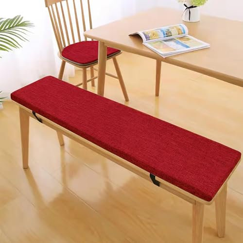 VFDC Bankauflage, Sitzkissen Bank mit Abnehmbarem Bezug, Rutschfestes Bankkissen Outdoor, Sitzpolster Outdoor aus Schaumstoff Polster, Sitzauflage Bank für Garten, Terrasse, Rot, 120×40×3cm