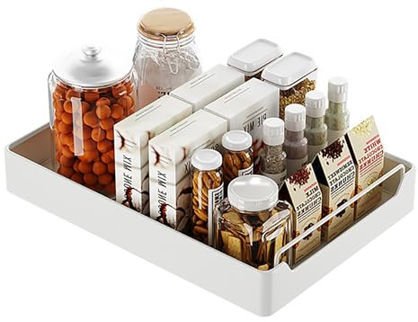 Cnwinu Teleskopschublade,slide Out Drawer Küchenschrank Organizer Mit Griff,ausziehbare Schublade Küche,küchen Gewürzregal Schubladen Organizer Organizer,teleskopschublade Zum Nachrüsten (Weiß)