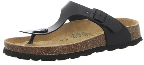 neuB Renania Damen Zehentrenner Leder Schwarz (Schwarz, EU Schuhgrößensystem, Erwachsene, Damen, Numerisch, M, 42)