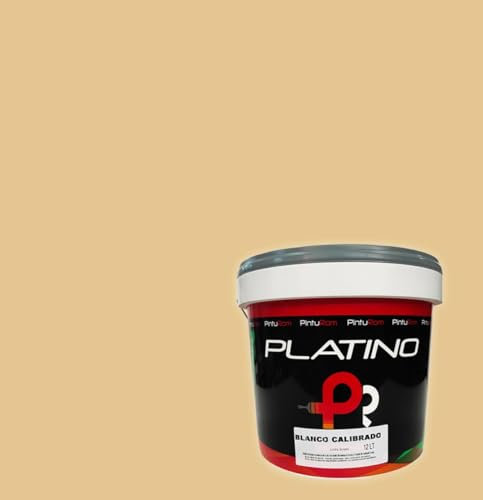 Pintura de interior colores Platino Color, Alto rendimiento 8-12 m²/l., excelente cubrición y lavabilidad, protección antimoho. (OCRE SUAVE, 4 Litros)