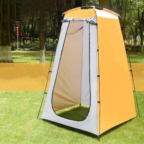 Tente de douche portable pour l'extérieur, douche mobile et vestiaire, tente de toilette de camping pour diverses activités extérieures et intérieures (jaune)