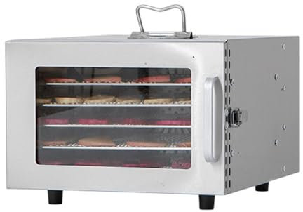 Essiccatore Alimentare Acciaio inox con Finestra in Vetro, 360° Ventilazione, Regolazione Temperatura Multipla, 6 Piani Regolabili