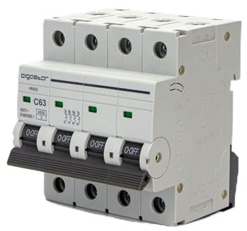 Disjoncteur automatique miniature 4P, 63 A, courbe C, gris. Idéal pour protéger vos circuits électriques des surcharges. Compact, efficace et facile à installer. Sécurité garantie.