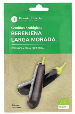 PLANETA HUERTO | Semillas Ecológicas de Berenjena Larga Morada – Variedad Productiva de Frutos Sabrosos y Tiernos