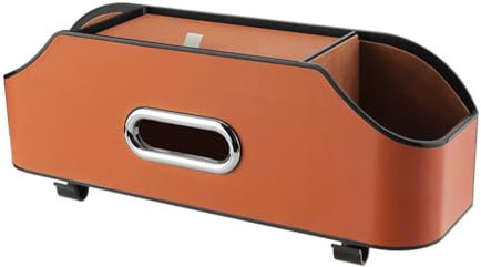 LeaHY Car Seat Back Storage Box for VW SUV Atlas/Fox/ID.4 /ID.5 /ID.6 /Nivus, Multifunctional Car Seat Back Organizer with Cup Holder Tissue Box and Cell Phone,C Orange