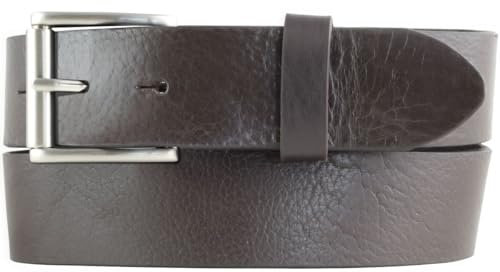 BELTINGER Jeans-Gürtel mit Rollenschnalle aus Vollrindleder 4 cm | Hochwertiger Leder-Gürtel für Herren 40mm | Herren-Gürtel made in Italy | Braun 130cm