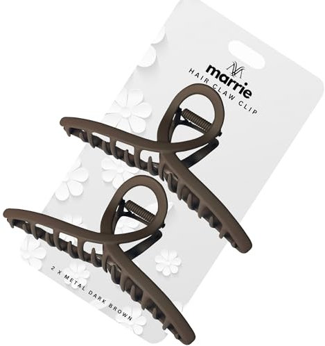 Hair Clips Large Metal Hair Claw Clips Strong Hold Vintage Shark Claw Clips Clamp Hair Accessories for Women Girls Thin Thick Hairs (Dark Brown x 2)