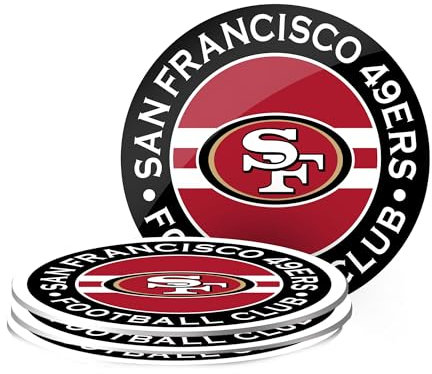 San Francisco 49ers NFL Untersetzer-Set, 4 Stück, Rot und Schwarz