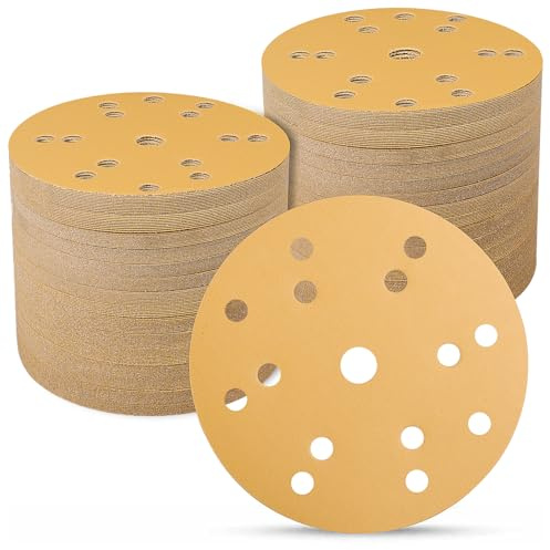 Sruhrak Sanding Discs 150mm 100 Pcs, 400 Grit 6 inch 15 Holes Hook and Loop Orbital Sander Discs, Sanding Pads for Random Orbital Sander Pads and All Oscillating Tools