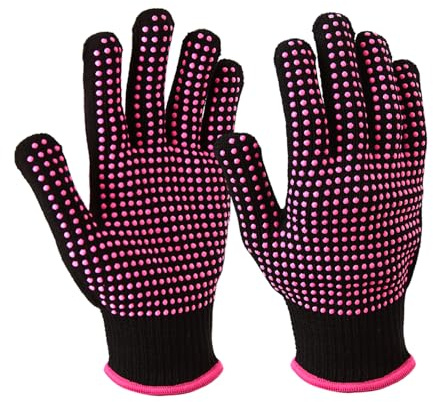 YANTAISIYU 2 Stück Hitzebeständige SilikonHandschuhe Silicone Hitzeschutz Handschuhe für Haarstyling und Lockenstäbe