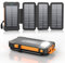 Solar Power Bank 26800 mAh with 4 Solar Panels, Power Bank USB-C 18W Quick Charge for Compatible Phones, IPX7 Waterproof Outdoor External Batteries with Flashlight Light/SOS/Strobe