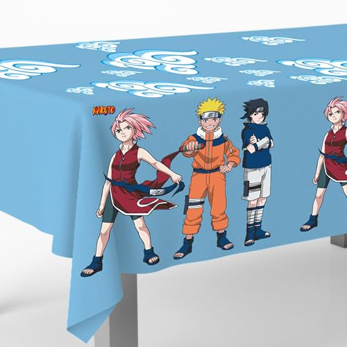 FIESTORA, Tischdecke Naruto, Tischdecke für Mottogeburtstage, Dekoration für Feiern, farbenfrohes und robustes Design, 120 x 180 cm