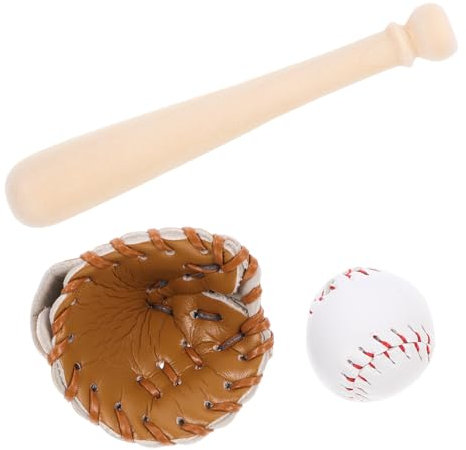UPKOCH 1satz Miniatur Baseball Mit Schläger Handschuh Und Ball Naturholz Für Puppenhäuser Und DIY Bastelprojekte Dekorative Sportaccessoires