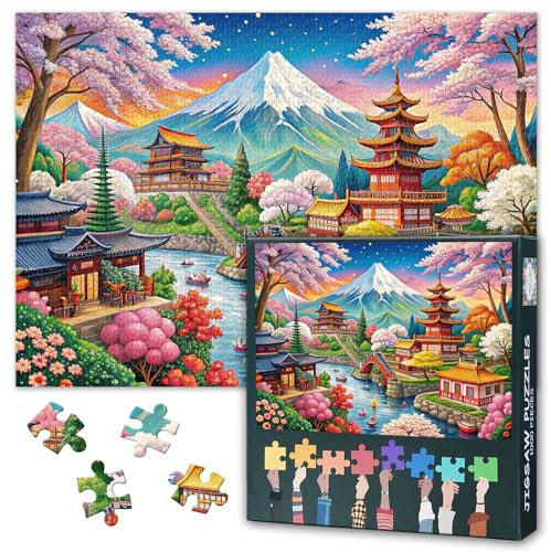 Puzzles for Adults 1000 Pieces - Mount Fuji, Japan Jigsaw Puzzle | Vibrant Playful Nostalgic Japanese-Inspired Art Challenging Adult Puzzles for Home Decor & Learning 27.5 x 19.6