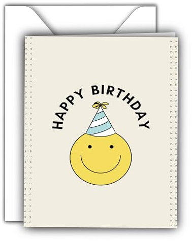 Edition Colibri Geburtstagskarte mit Umschlag, Happy Birthday Karte, Geburtstagskarte für Männer und Frauen, A6, Gelb Smiley
