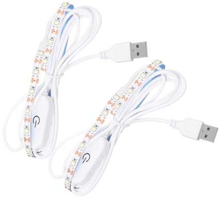 WHAMVOX LED Lichtleiste 5v Usb, 2 Stück Flexibel für Nähmaschinen Weiß | Pvc, Biegsam und Leicht zu Montieren, für Schrank und Bücherregal, Praktisches