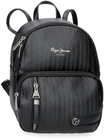 Pepe Jeans Sprig Zaino Casual Nero 20 x 25,5 x 10 cm Pelle sintetica 5,1 L by Joumma Bags, Nero, Taglia unica, Zaino Casual
