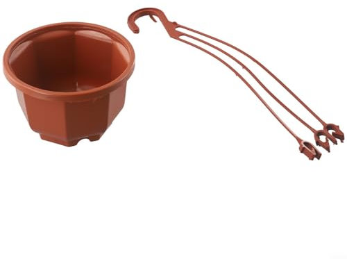 Lot de 14 pots de fleurs à suspendre en plastique avec crochets amovibles pour décoration de balcon et de jardin pour intérieur et extérieur, pour plantes grasses, fougères, lierre, marron (A)