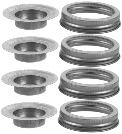 Teelichthalter Edelstahl Satz für Einmachglas mit Deckel 7,5x7,5x1,5cm | Silberner Einsatz, Minimalistisches Design, Sicherer Sitz, Geeignet für Küche und Bad