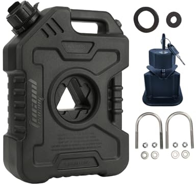 Tucool Racing 6 l Kanister, Kraftstofftank, 5 l, Ersatz-Gaskanister, passend für Motorrad, SUV, ATV, Autos, Boot, Offroad (THLH-6L Halterung, schwarz)