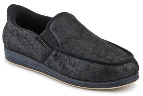 Pavers Mens Easy Step In Extra Wide Memory Foam Slippers Black Size 8