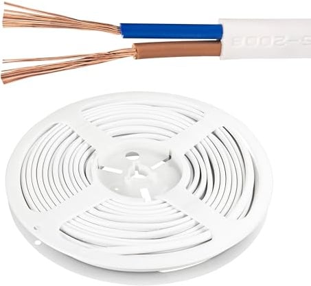 URCIANOW 0.75mm² 18AWG Twin Core 10m Flat White Cable 3182Y Flex Wire | 8A stranded tinned copper, flat white PVC sheath. For home appliances, lighting, DIY power extension. Indoor visible wiring