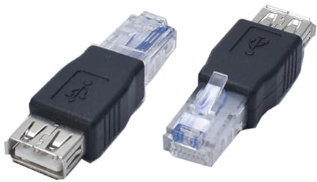 Ldbuejiaja Adattatore USB a Ethernet USB da donna a RJ45 rete Ethernet maschile per modem a banda larga e router 2 pezzi