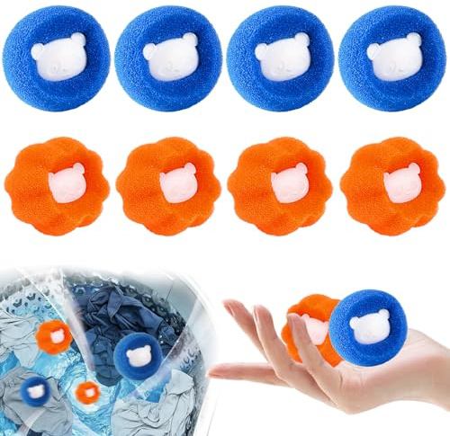 Tierhaarentferner Waschmaschine, 8 Pieces Wiederverwendbar Fusselentferner, Haarfänger Waschmaschine, Waschbälle Gegen Tierhaare, Fusselfänger für Kleidung und Bettzeug