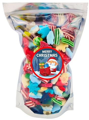 Stevie's Christmas Sweet Mix, Seasonal Gummy Candy Assortment, 1kg Resealable Pouch, Festive Colours, Mixed Shapes and Flavours