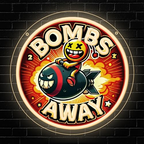 Bombs Away Neon Schild, Gaming LED Neonlicht, Wanddekoration für Spielzimmer, Männerhöhle, Garage, Bar Schlafzimmer, Cooles Leuchtschild als Geschenk für Gamer, Jugendliche zu Weihnachten Geburtstag
