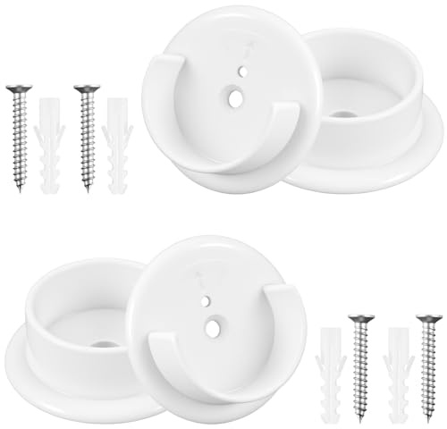 Kleiderstangen-Halterung für die Wand, weiße Spannstange, Duschvorhangstangenhalter, Stecknüsse, Schrankhalterung für 25 mm robuste Rohrschienenstützen, mit Schrauben (Stange nicht im Lieferumfang
