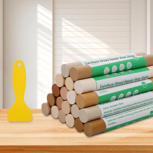 Holzmöbel-Reparaturset, 20 Farben Hartwachs Reparaturset, Laminat Reparaturset zum Reparieren von Kratzern, Schrammen, Rissen auf Möbeln, Fußböden, Schränken, Tischen und Türen – Braun Farbserie