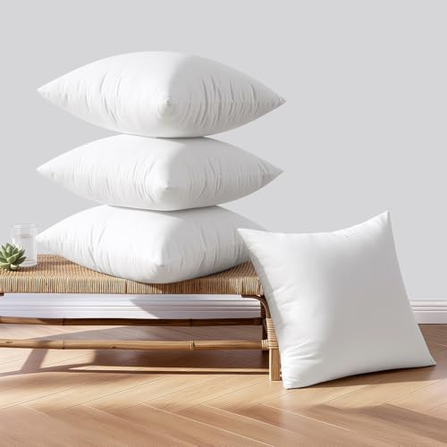 Woaboy Outdoor Kissen Wetterfest 45x45 cm Wasserfest Füllung Kissenfüllung Innenkissen Sofakissen 4er Set Kopfkissen Federkissen Zierkissen Füllkissen für Garten Couch Wohnzimmer Schlafzimmer Sofa