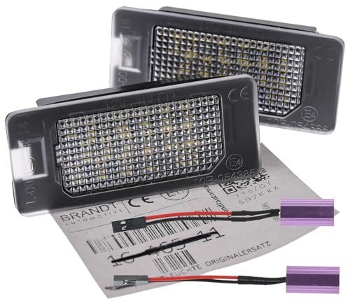 BRANDT Kennzeichenleuchten +Kabel LED kompatibel mit Skoda Fabia III NJ 14-19 Kamiq NW4 19-25 Kodiaq I NS7 16-25 Octavia III 5E 13-20 Octavia IV NX 20-25 Rapid I NH 12-15 VW Transporter T6 7H 7E 15-19