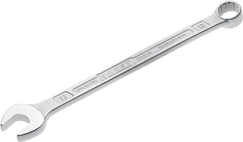 HAZET: Ring-Maulschlüssel 600N-13 verchromt I Ringschlüsselkopf 15 Grad abgewinkelt - Abtrieb: Außen Doppel-Sechskant, Schlüsselweite: 13 mm, Schaft mit extra stabilem HAZET Doppel-T-Profil