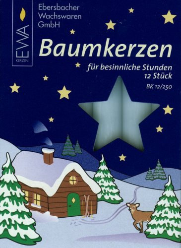 12 White 15mm Diameter German Christmas Tree Candles